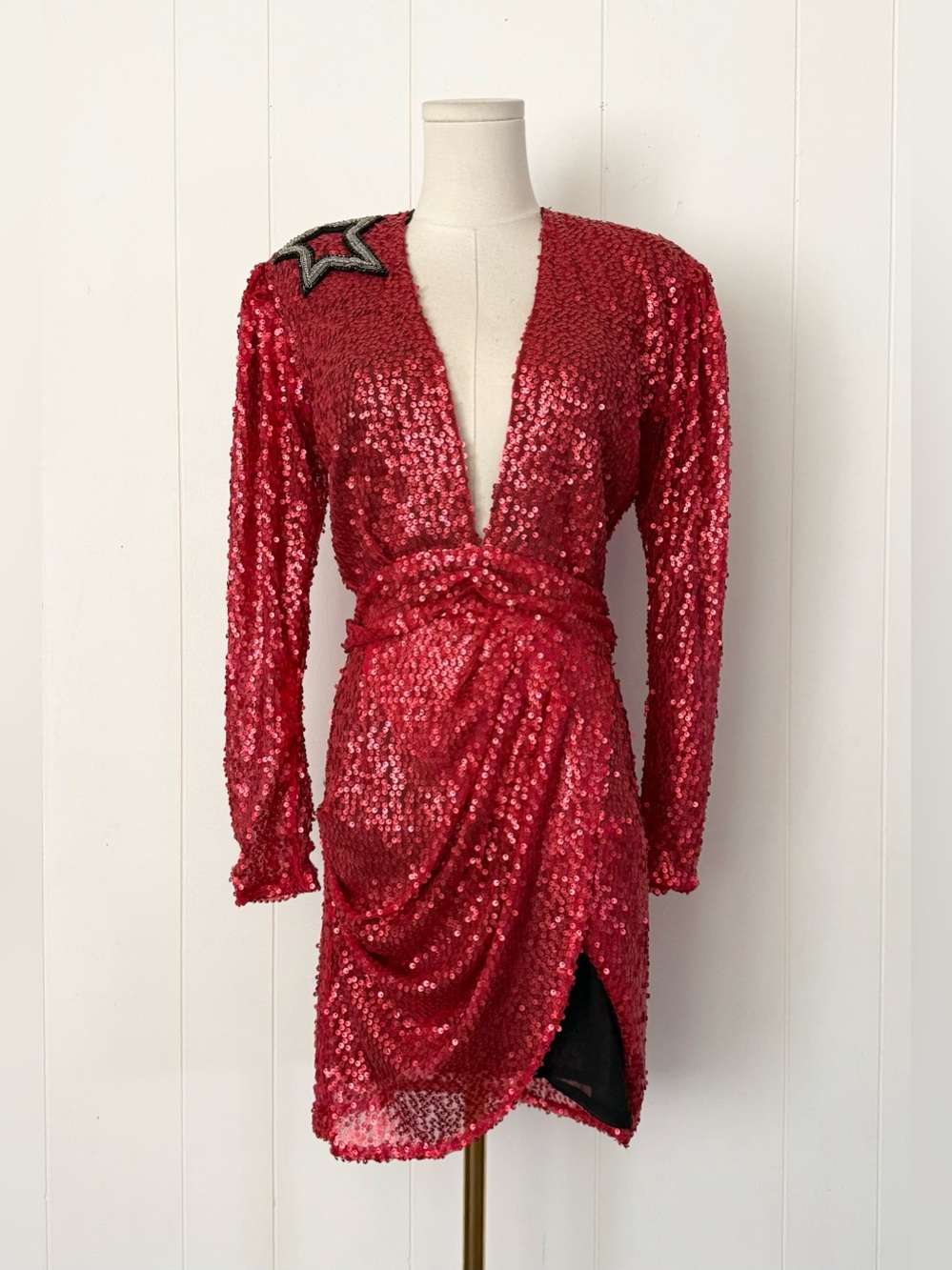Celia Dragouni The Star Sequin Dress Size Small Red Black